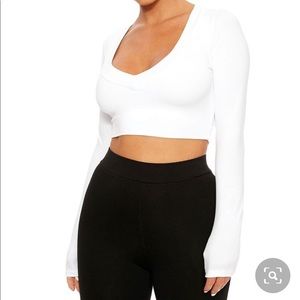 Naked Wardrobe Bae-sic V-neck crop top